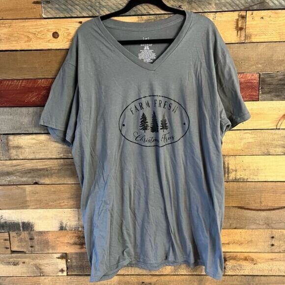George Christmas Tree Farms V‎ Neck Tee Size XL - Picture 1 of 5